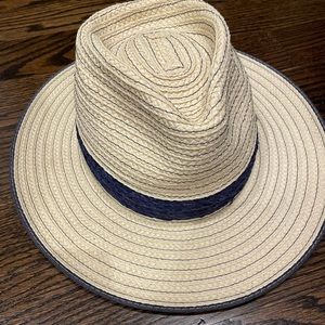 Jcrew straw fedora neutral/navy